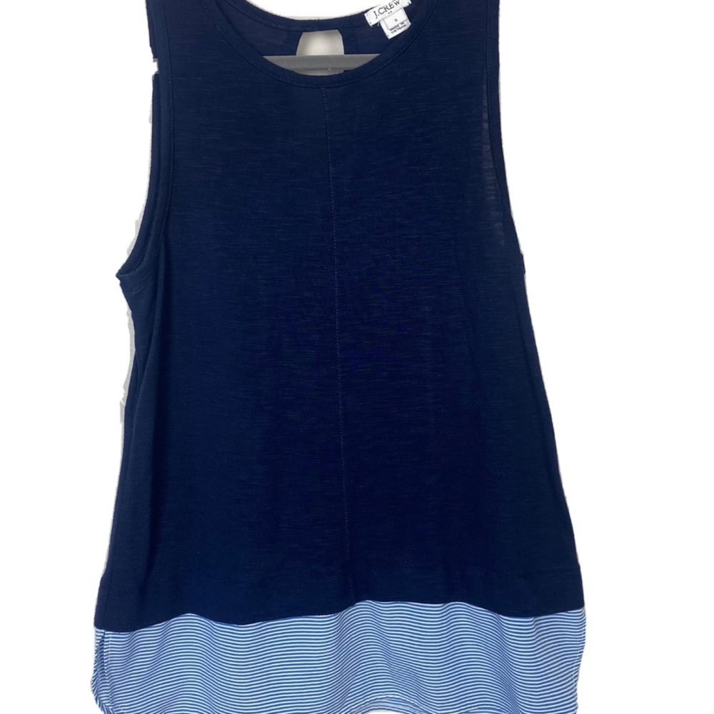 J Crew Womens Peplum Tank Top Blue Flowy Striped Size S